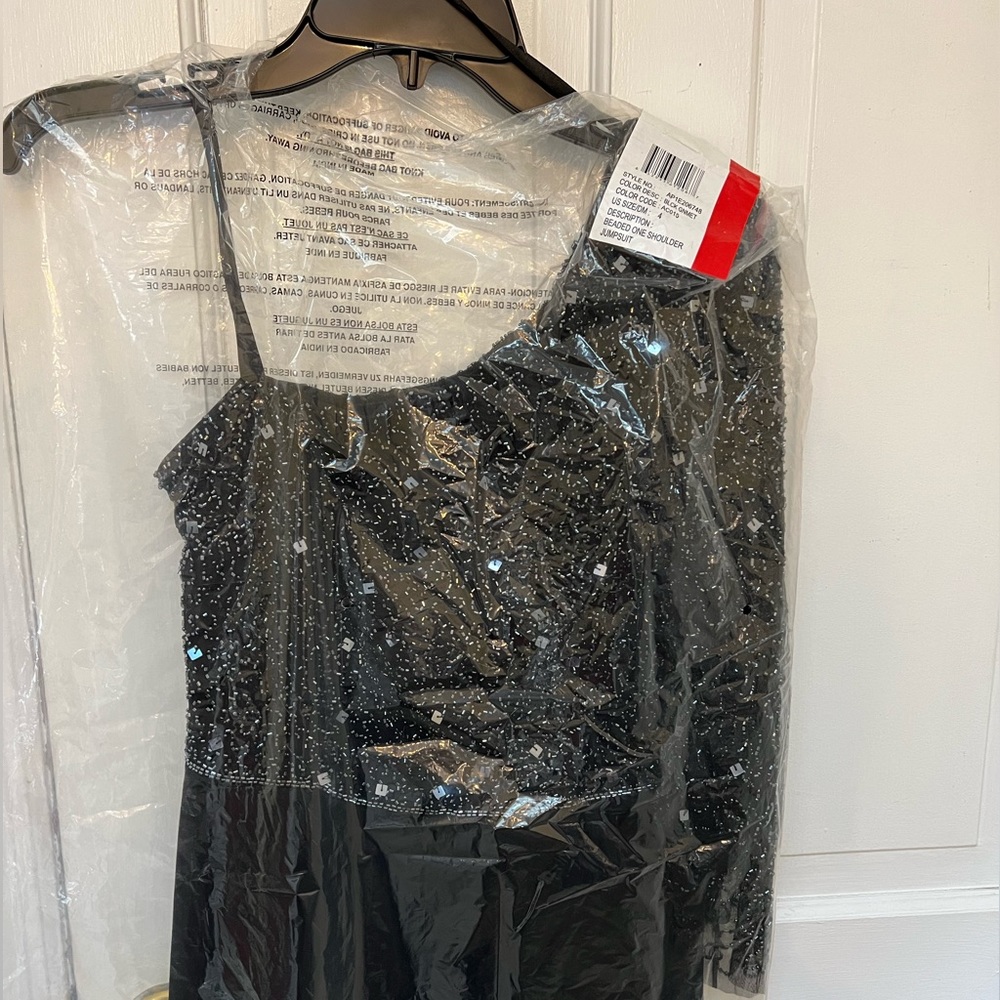 Adrianna Papell Women's Beaded One Shoulder Jumpsuit - Picture 7 of 7